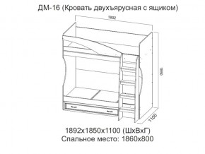 ДМ-16 Кровать двухъярусная с ящиком в Каменске-Уральском - kamensk-uralskij.magazin-mebel74.ru | фото