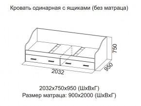 Кровать одинарная с ящиками (Без матраца 0,9*2,0) в Каменске-Уральском - kamensk-uralskij.magazin-mebel74.ru | фото